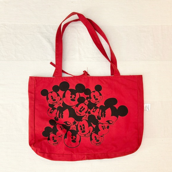 Disney Land  Reversible Canvas Tote Bag Mickey Mouse 1955 Red Mickey Print - Picture 13 of 13